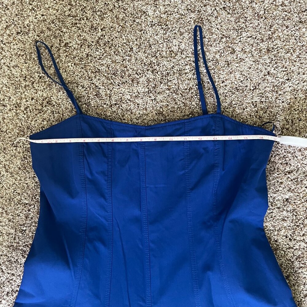 ZARA ZW Collection Poplin Midi Dress Blue Large Organic Cotton V‑Neck Spaghetti - Picture 11 of 13